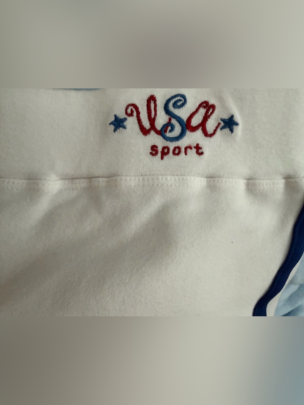 USA sport y2k Athletic White Track Pants with Navy Side Stripe M gym angelcore - Picture 5 of 6